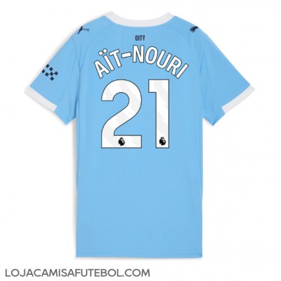 Camisa de Futebol Manchester City Rayan Ait-Nouri #21 Equipamento Principal Mulheres 2025-26 Manga Curta Camisa de Futebol Manchester City Rayan Ait-Nouri #21 Equipamento Principal Mulheres 2025-26 Manga Curta